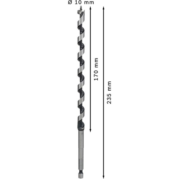 Holzbohrer mit Durchmesser zehn Millimeter und Länge 235 Millimeter