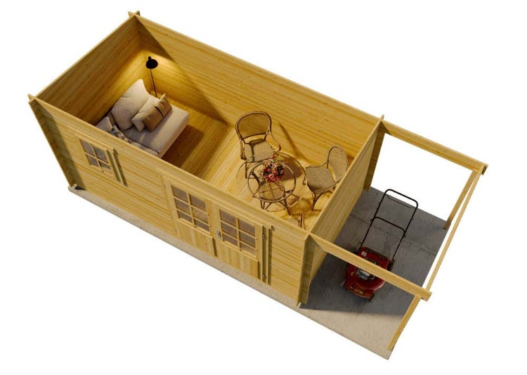 Alpholz Gartenhaus York mit Schleppdach aus Holz Gartenhaus mit 28 mm Wandstärke Gartenhütte Geräteschuppen Flachdach