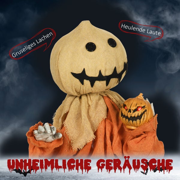 Halloween Dekofigur mit Kürbis und Soundeffekten