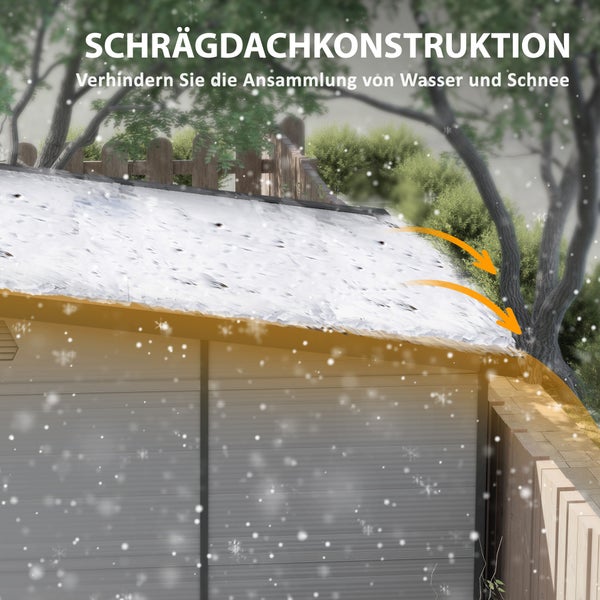 Outsunny Gerätehaus Kunststoff 3,24m³ 190x191x215cm Geräteschuppen mit Pultdach, Abschließbarer Tür, wetterfest Gartenhaus, Outdoor Garten Schuppen Schrank für Hinterhof, Außenbereich, Hellgrau