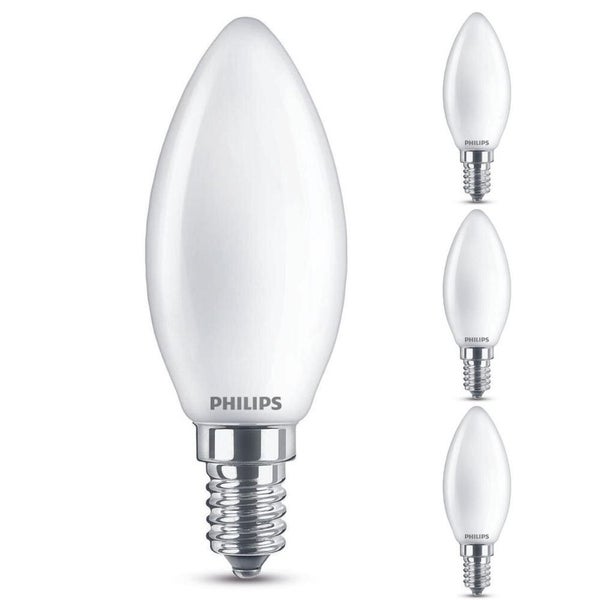 Philips LED Lampe ersetzt 40 W, E14 Kerzenform B35, weiß, warmweiß, 475 Lumen, dimmbar, 4er Pack