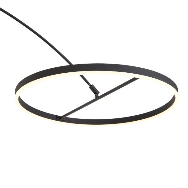 Moderne schwarze LED-Pendelleuchte in Ringform mit minimalistischem Design.