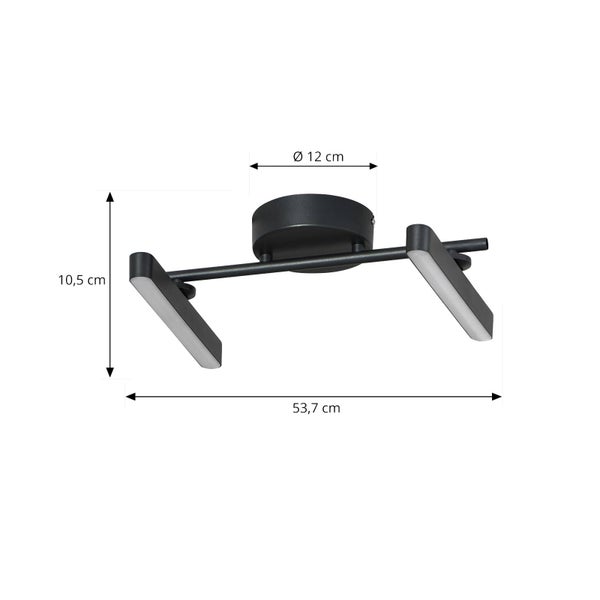 Schwarze Deckenleuchte mit zwei LED-Leuchten