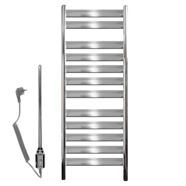 ECD Germany Design Badheizkörper Tharr Elektrisch 500 x 950 mm Chrom mit Heizstab 600W Designheizkörper Paneelheizkörper Flachheizkörper Heizkörper Handtuchwärmer Handtuchtrockner Wandheizung Heizung