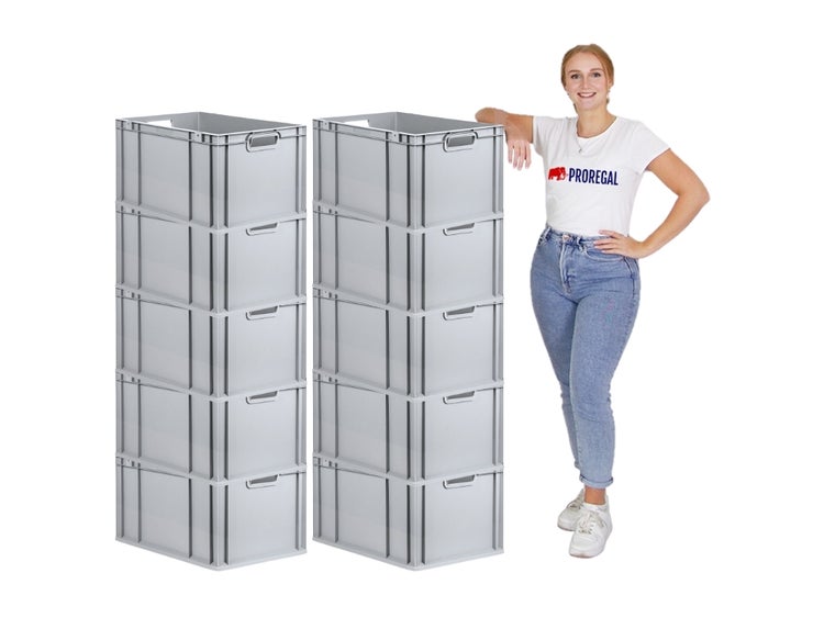 PROREGAL Spar Set 10x Eurobox Nextgen Economy Griffe Offen HxBxT 32 x 40 x 60 cm 65 Liter Eurobehälter Transportbox Transportbehälter