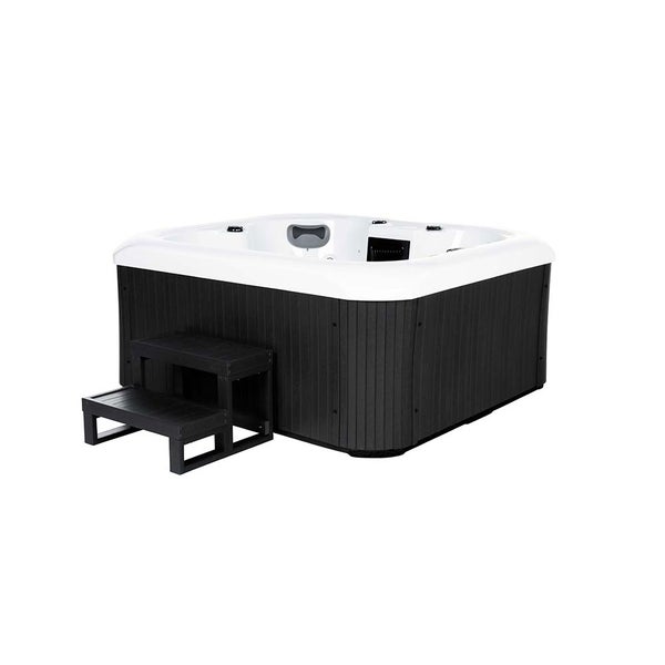 Home Deluxe - Outdoor Whirlpool - SEA STAR PLUS Treppe und Thermoabdeckung - Maße 180 x 160 x 79 cm - Inkl. Heizung, 19 Massagedüsen und 15 Lichtquellen I Außen Whirlpool Spa für 4 Personen