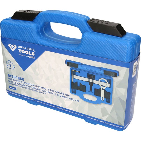 Brilliant Tools Motor-Einstellwerkzeug für BMW N63 und N74 im blauen Werkzeugkoffer