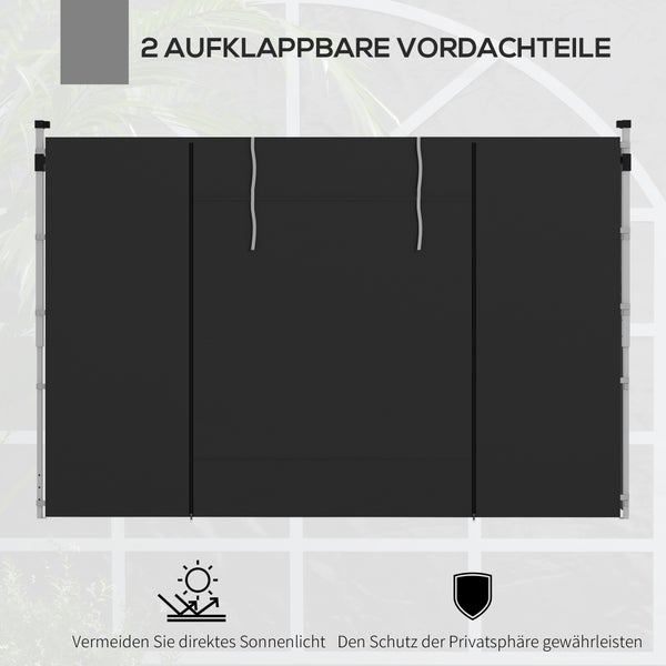 Outsunny 2er-Set Seitenteile für Pavillon 3x3/3x6 m, Seitenwand mit Fenster und Klettverschluss, wasserdicht Seitenwände aus Oxfordstoff, als Windschutz und Sichtschutz für Partyzelt, Schwarz