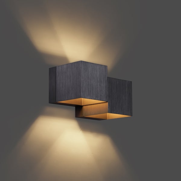 Moderne Wandleuchte Gunmetal 2-flammig - Transfer Double