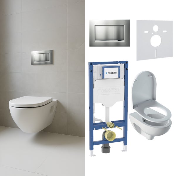 Komplettes Wand-WC Set mit Betätigungsplatte und Montageelement