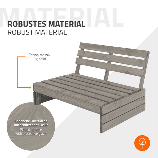 ML-Design Gartenbank 3-Sitzer aus Tannenholz Massiv, 116x76,5x80 cm, Grau, robust & wetterfest, Sitzbank mit Rückenlehne, Holzbank Terrassenbank Hausbank Gartenmöbel, Bank für Garten, Balkon, Terrasse