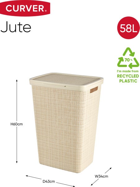 Curver Wäschekorb Jute mit Deckel - 2er Set