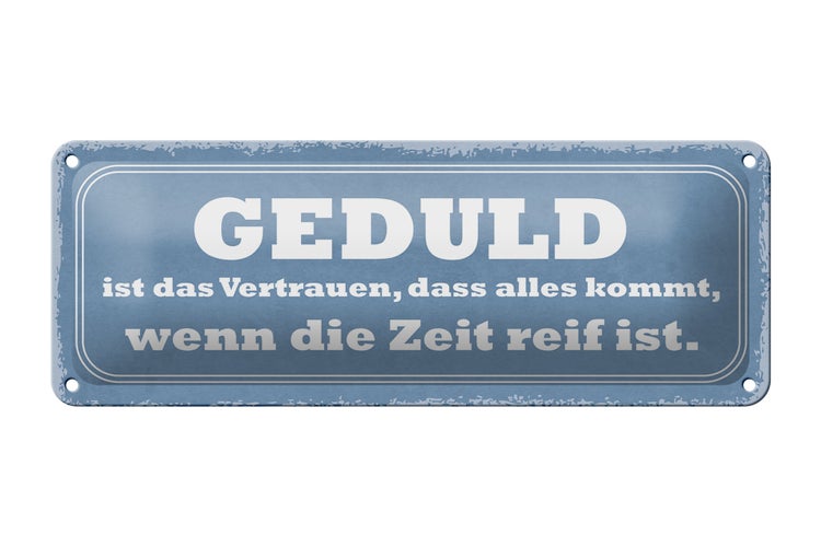 Blechschild Spruch 27x10cm Geduld ist das Vertrauen dass Dekoration