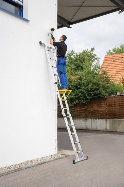 PROREGAL Teleskopleiter 4-Teilig mit Traverse 4 x 3 Sprossen