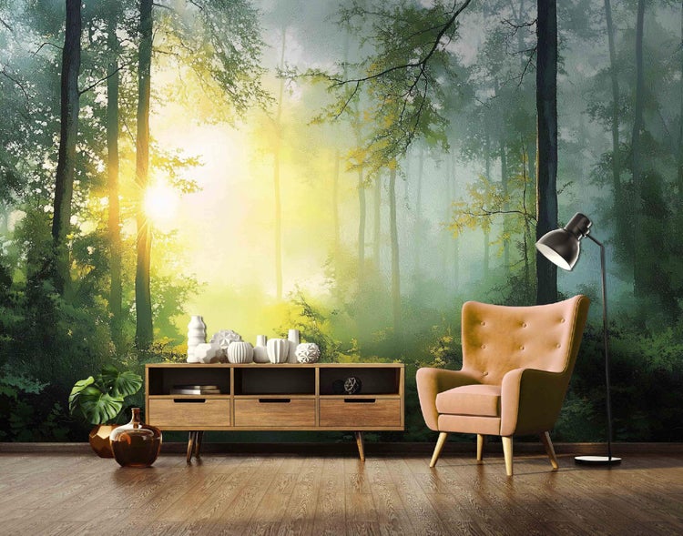 Fototapete 3D Effekt Wald Sonne Schlafzimmer Vlies Tapete 350x250 cm