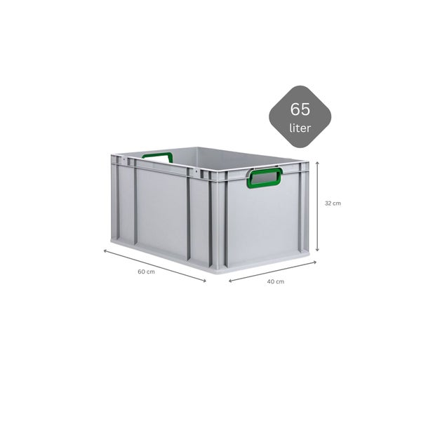 PROREGAL Spar Set 10x Eurobox Nextgen Color Mit Auflagedeckel & Schiebeschnappverschlüsse HxBxT 32 x 40 x 60 cm Griffe Grün Offen Verstärkter Boden