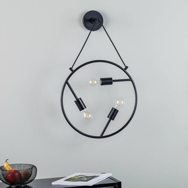 Lucande Wandleuchte, Wandlampe Innen Linnard (Design Modern) in Schwarz aus Metall (3 flammig E27) - Design Wandleuchten Wandbeleuchtung Schlafzimmer / Wohnzimmer Wohnzimmerleuchte