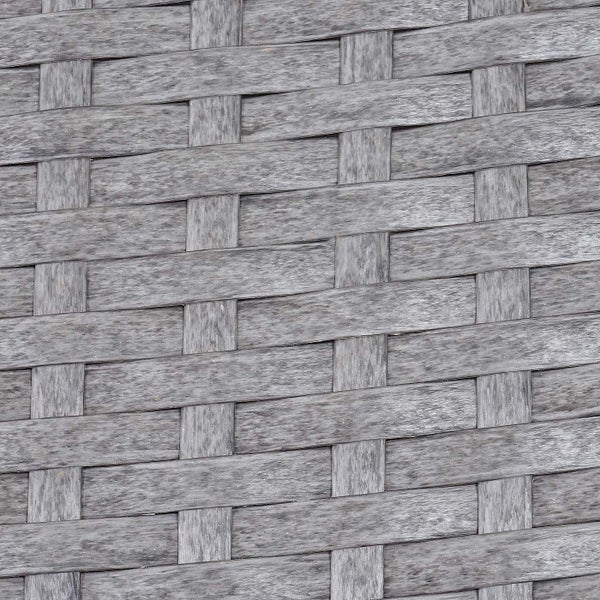 Detailansicht einer Polyrattan-Geflechtstruktur für Gartenmöbel.