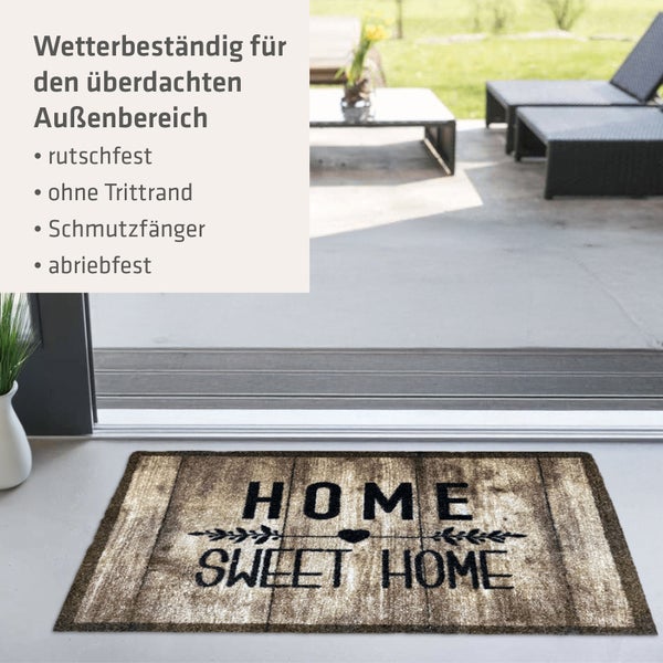 Akzente Listen Fußmatte Home Sweet Home 70x100 cm, Polyamid Monofilament, TPE Rückseite, rutschfest, trittschälldämmend, PVC-frei, wetterbeständig