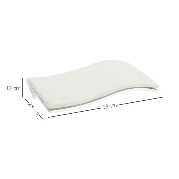 PawHut Katzen Kletterwand Katzenhängematte Katzenbett Wand Katzenregal Wandmontage Katzenmöbel Plüsch MDF Weiß 53 x 28 x 12 cm