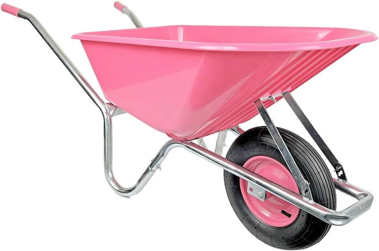 Schubkarre Matrix 100L 250kg | Luftrad mit Kugellager | pinke Kunststoffwanne & verzinkter Rahmen