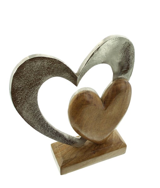 FRANK FLECHTWAREN | Holzdeko Herz in Herz, HOLZ, 21 x 6 x 25 cm