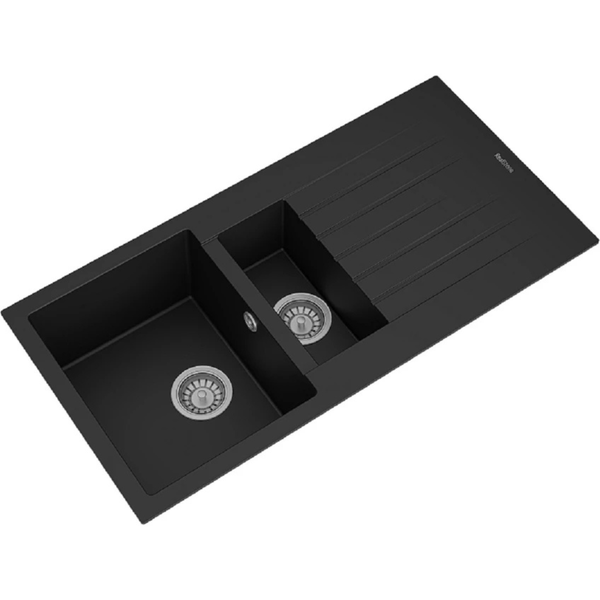 Realstone Küchen Spüle Schwarz Inklusive Anschlussstücke