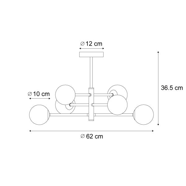 Technische Zeichnung einer Deckenleuchte mit Maßangaben