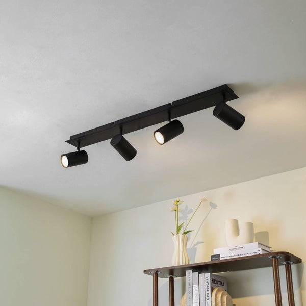 Lindby Strahler Joffrey (Modern) in Schwarz aus Metall (4 flammig, GU10) - Deckenlampe Deckenleuchte Lampe Spot Wohnzimmerleuchte