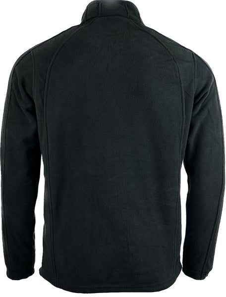 Rückansicht einer Fleecejacke mit Reißverschluss und Stehkragen