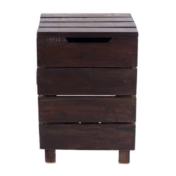 Wäschekorb STORAGE 50 Massivholz, klappbarer Deckel 03 dunkelbraun
