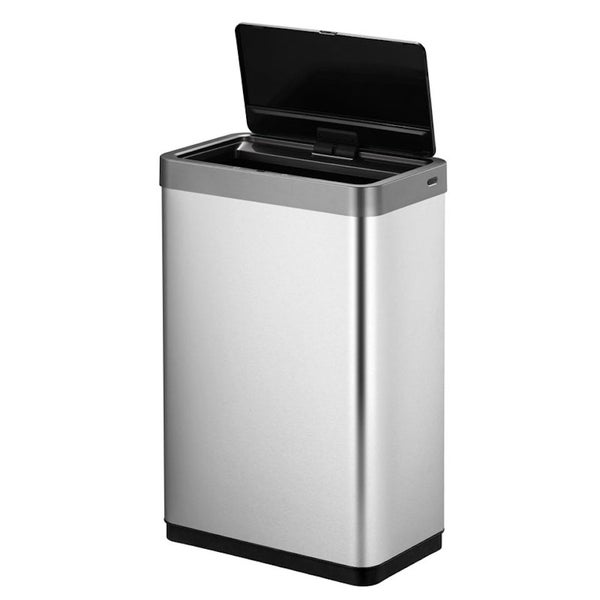 PROREGAL Sensor Abfallbehälter Aus Mattem Edelstahl 47 Liter HxBxT 64,8 x 47 x 28 cm Automatische Öffnung&Schließung Silber