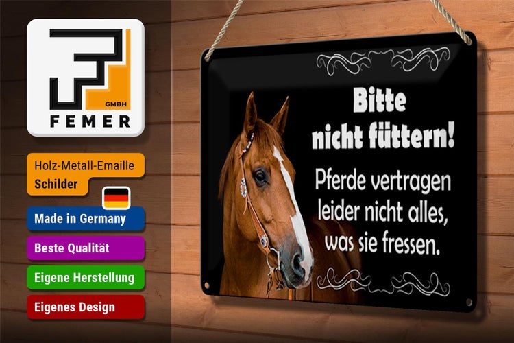 Blechschild Spruch 30x20cm bitte nicht füttern Pferde