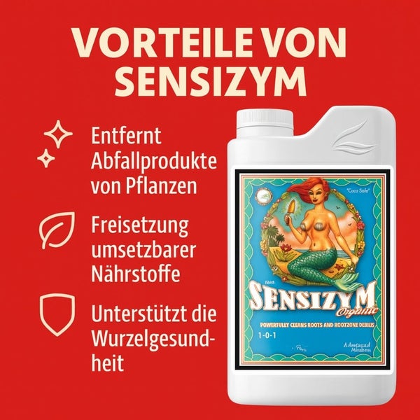 Sensizym Pflanzenhilfsmittel zur Entfernung von Pflanzenabfallprodukten, zur Freisetzung umsetzbarer Nährstoffe und zur Unterstützung der Wurzelgesundheit