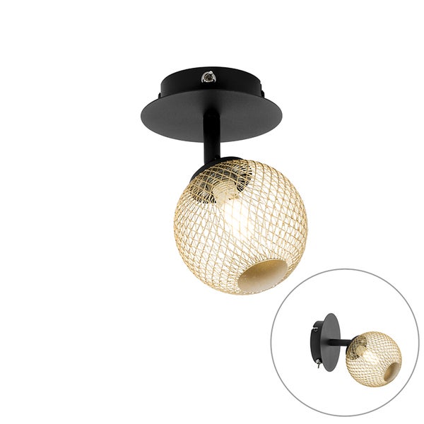 Deckenleuchte mit kugelförmigem Lampenschirm aus Metalldraht