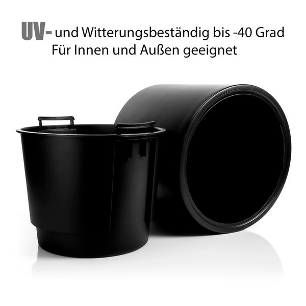 BigDean Blumentopf mit Einsatz rund ø 40 cm Schwarz – wetterfester Übertopf aus bruchsicherem Kunststoff – Pflanzkübel Made in Europe
