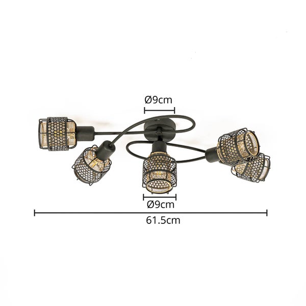 Lindby Deckenlampe Eudoria (Modern) in Schwarz aus Metall (5 flammig, E14) - Deckenleuchte Lampe Wohnzimmerleuchte