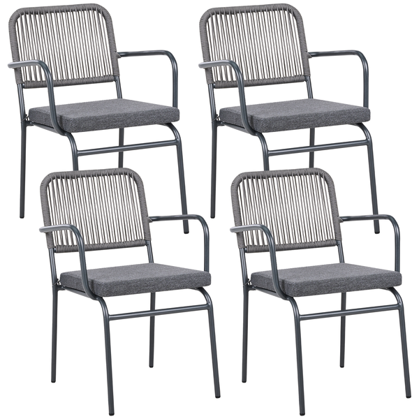 Set mit 4 Stühlen und Sitzkissen TACENO Metall Grau