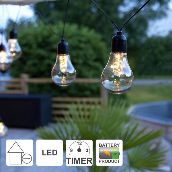 Glühbirnen Lichterkette mit LED und Timer für den Aussenbereich