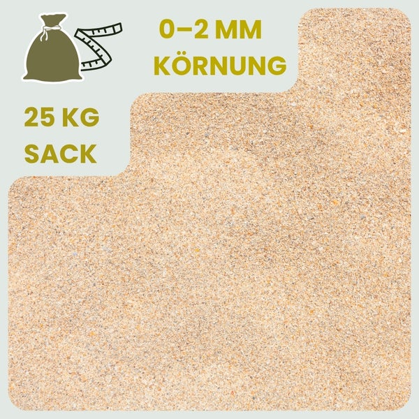 Sand mit einer Körnung von 0 bis 2 Millimetern im 25 Kilogramm Sack