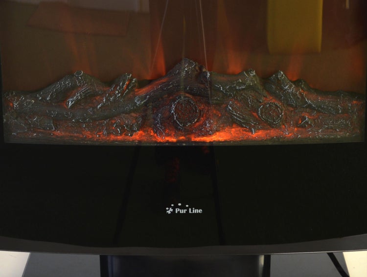 Pur Line Elektrokamin mit Flammeneffekt und Pur Line Logo