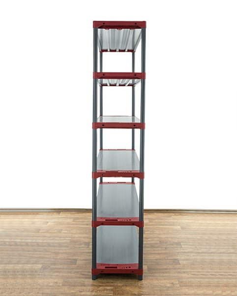 PROREGAL Kunststoffregal Big Grey Bear Extra-Tall HxBxT 220 x 130 x 46 cm Fachlast 120 kg Grau/Rot