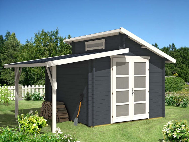 Alpholz Gartenhaus Aktiva mit Schleppdach aus Massiv-Holz, Gerätehaus mit 40 mm Wandstärke, Garten Holzhaus mit Imprägnierung (pinie), Geräteschuppen Größe: 320 x 320 cm, Pultdach