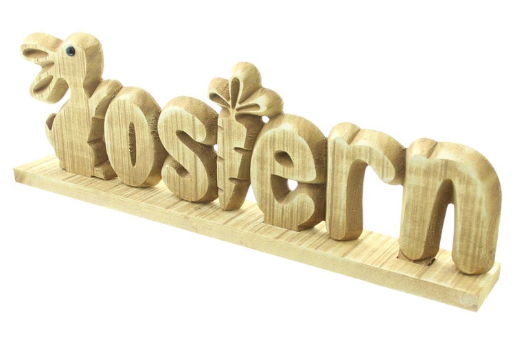 FRANK FLECHTWAREN | Schriftzug Ostern, HOLZ, KUNSTSTOFF, 40 x 4,8 x 12,5 cm