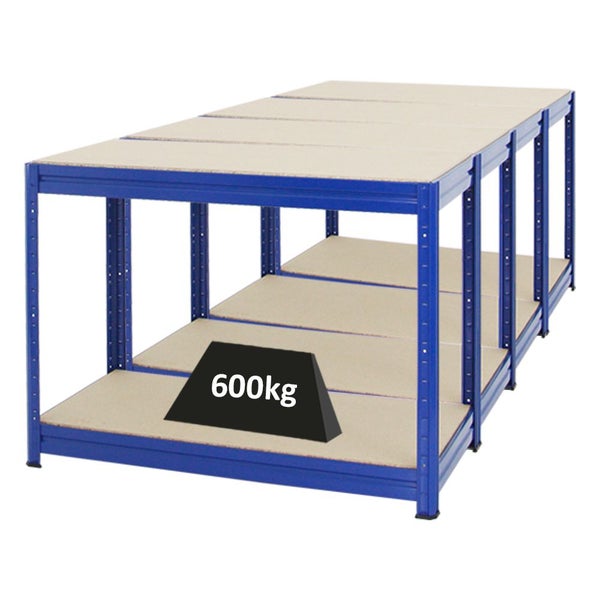 PROREGAL Mega Deal 4x Höhenverstellbare Werkbank Dino HxBxT 90 x 120 x 60 cm Traglast 600 kg Blau