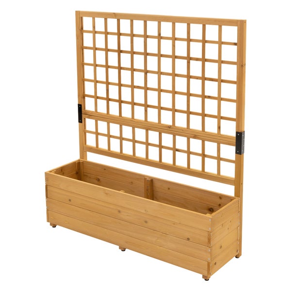 ML-Design Pflanzkasten mit Rankgitter, 119,5×139×36,5 cm, Braun, Pflanzkübel Blumenkübel mit Spalier, Gartenspalier Massivholz für Kletterpflanzen, Blumenkasten Rankkasten Hochbeet für Balkon & Garten