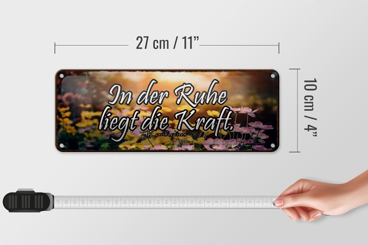 Blechschild Spruch 27x10cm in der Ruhe liegt die Kraft Dekoration