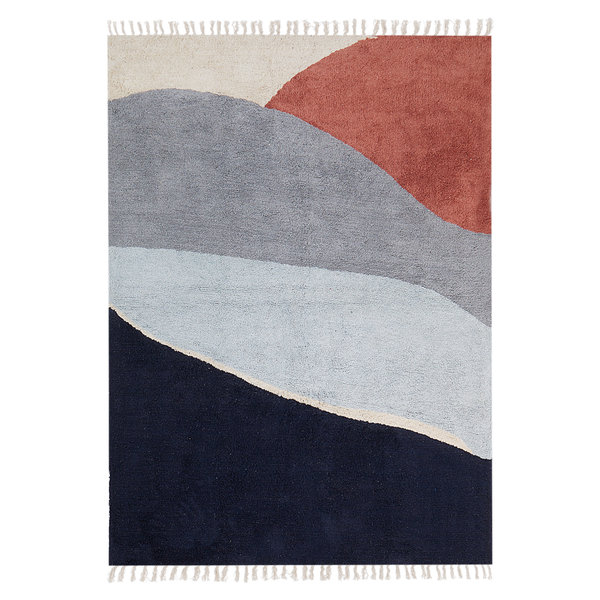 Teppich XINALI Blau 140 x 200 cm Baumwolle