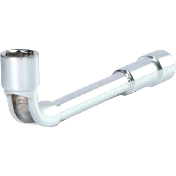 Winkelsteckschlüssel aus Metall in L-Form.