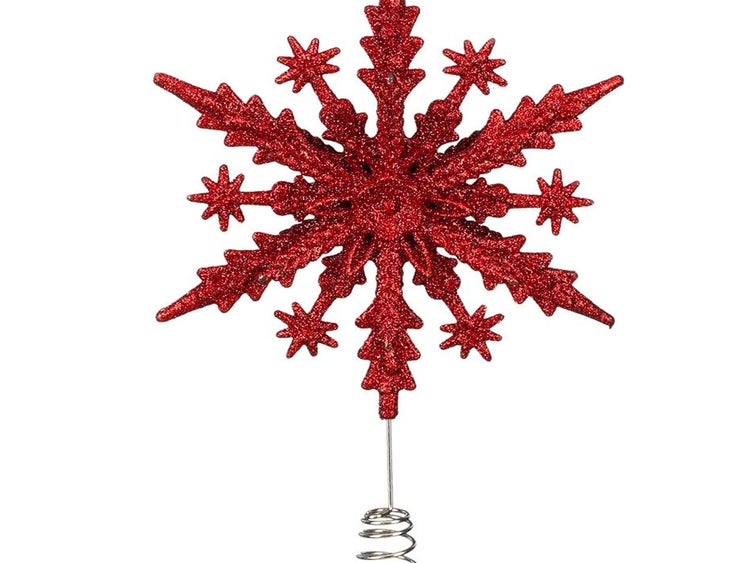 LAALU Weihnachtsbaumspitze Schneeflocke rot Kunststoff 23 cm